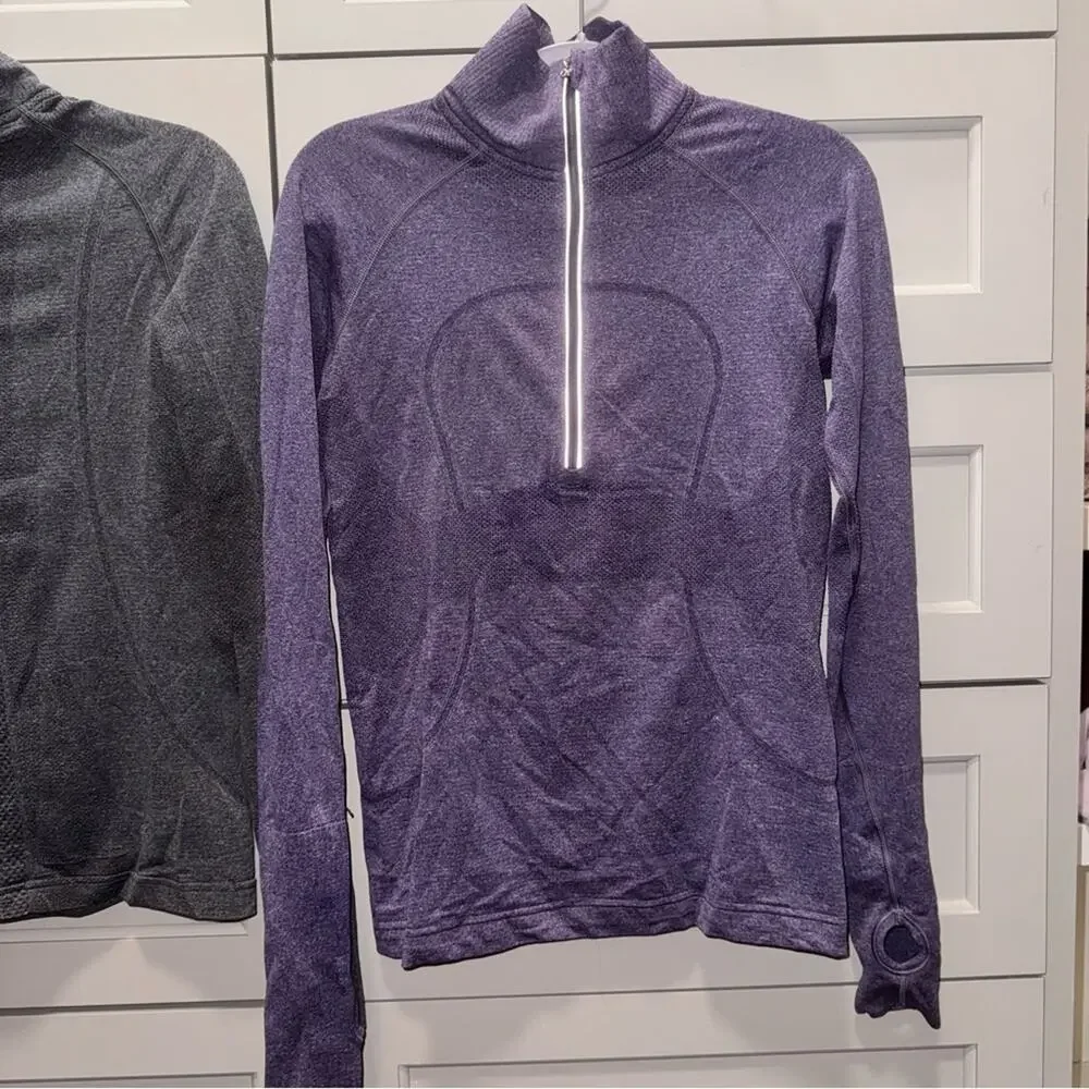2 Lululemon Run: Swiftly Tech 1/2 Zips Concord Grape and Grey 6